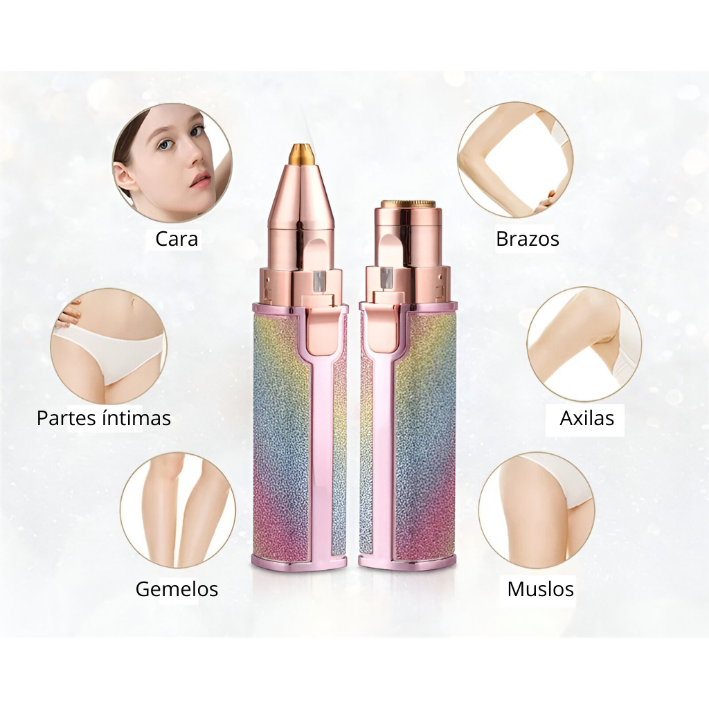 Depiladora facial 2 en 1 de precisión indolora | Diseño purpurina