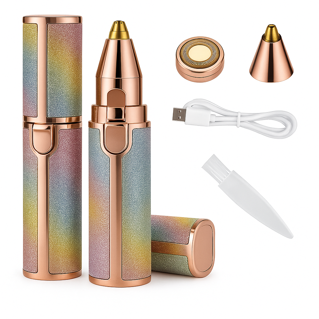 Depiladora facial 2 en 1 de precisión indolora | Diseño purpurina